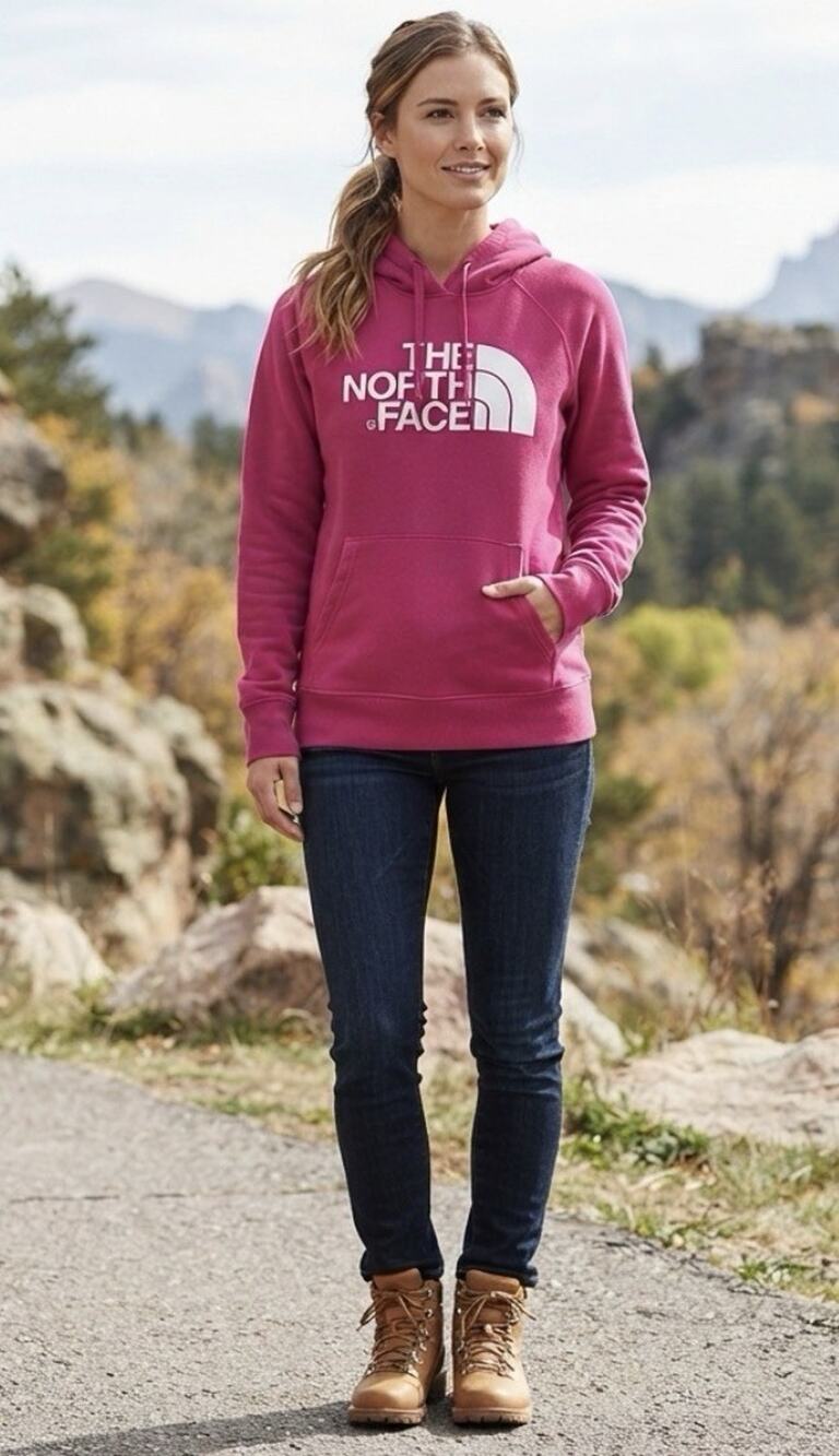 The North Face Women's Fuschia Pullover Hoodie Kangaroo Pocket Size Medium
